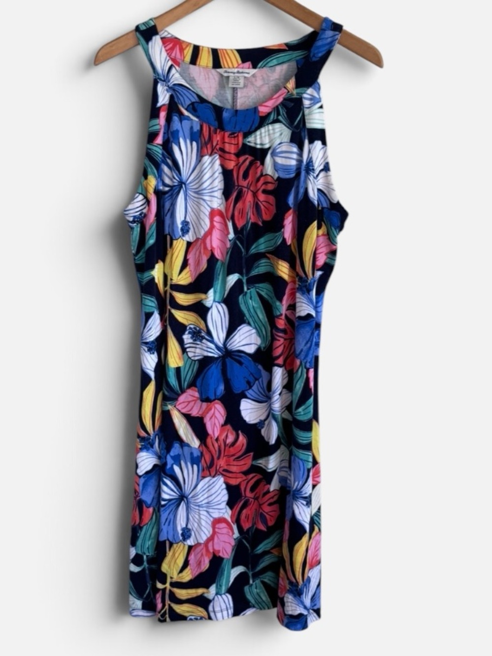 Tommy Bahama Tropical Hibiscus Sleeveless Halter Shift Sundress Resortwear L